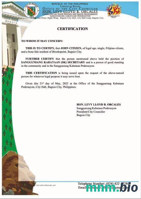 Filipiny certyfikat dobrej kondycji Word i PDF szablon, wersja 8